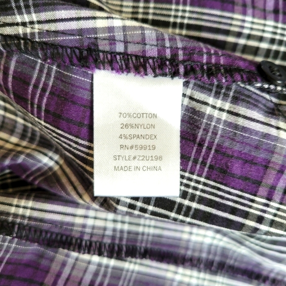 BRINA & EM Vintage Plaid Purple Gray Ruffled Top - Picture 9 of 9